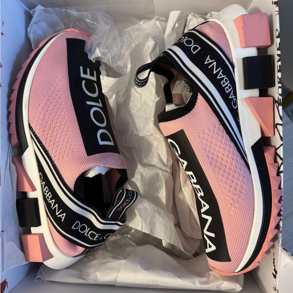 Dolce & Gabbana Pink and Black Slip-On Shoes - Picture 3 of 3